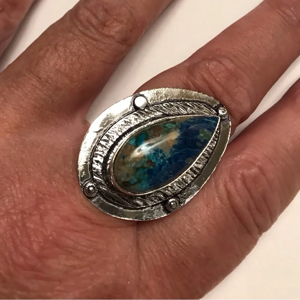 Azulite 925 Sterling Silver Ring - Picture 3 of 4